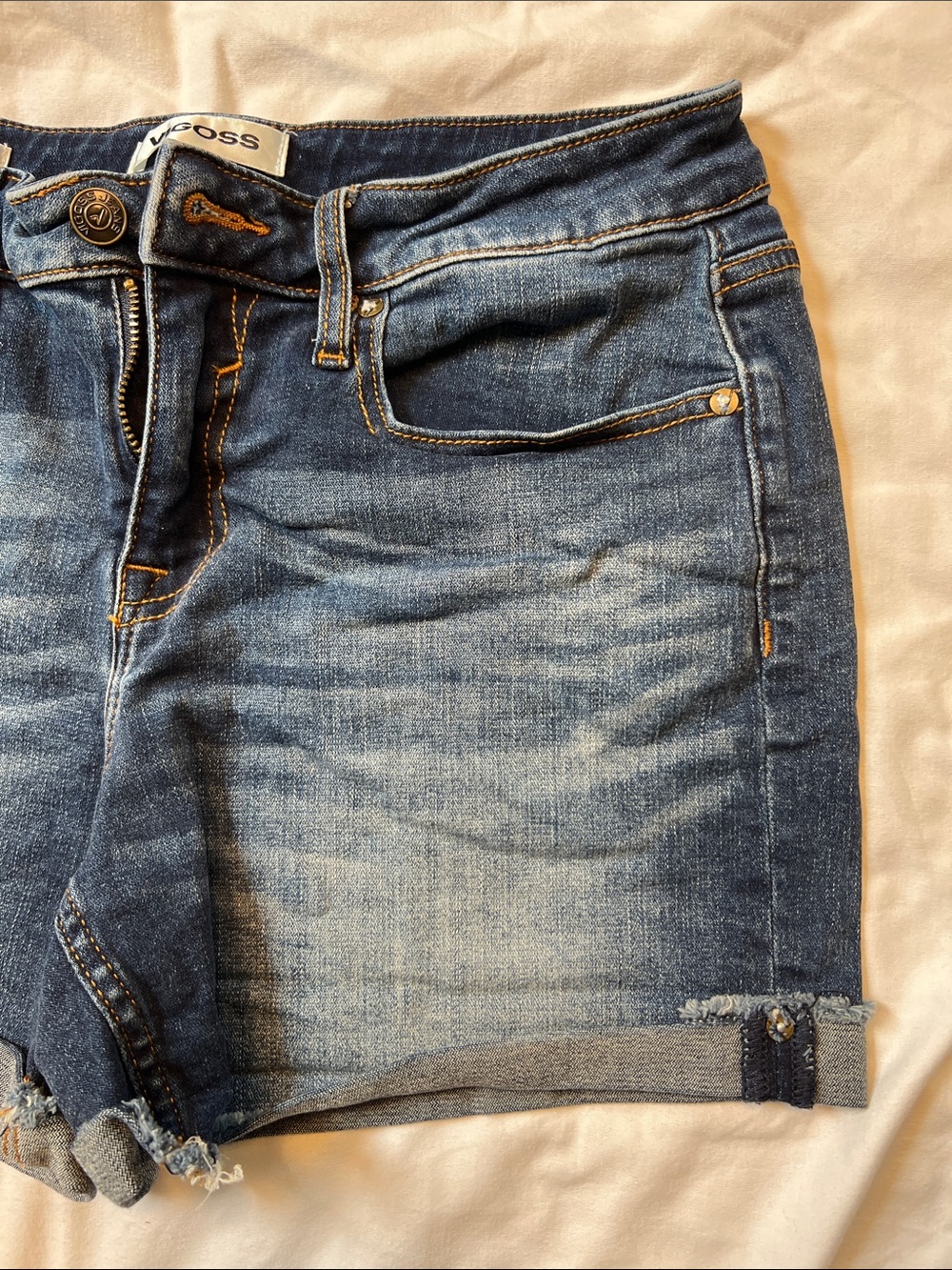 Vigoss Washed Blue Rolled-Cuff Denim Shorts - Picture 3 of 12